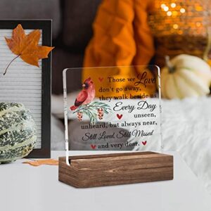 Sympathy Memorial Gifts, Clear Desk Memory Decorative Sign with Wood Stand, Home Office Positive Plaque Decor, Sympathy Gifts for Loss of Loved One In Memory