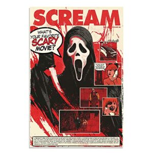 scream poster horror movie posters canvas poster wall art prints painting for living room decoration gift 16″ x 24″ unframed