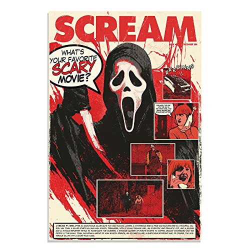 Scream Poster Horror Movie Posters Canvas Poster Wall Art Prints Painting for Living Room Decoration Gift 16" x 24" Unframed