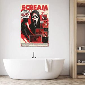 Scream Poster Horror Movie Posters Canvas Poster Wall Art Prints Painting for Living Room Decoration Gift 16" x 24" Unframed