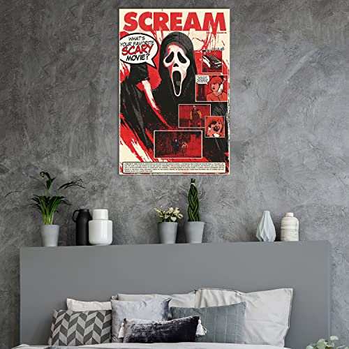 Scream Poster Horror Movie Posters Canvas Poster Wall Art Prints Painting for Living Room Decoration Gift 16" x 24" Unframed