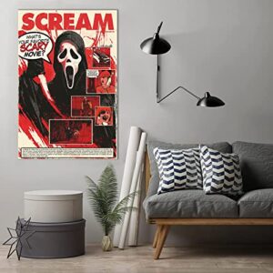 Scream Poster Horror Movie Posters Canvas Poster Wall Art Prints Painting for Living Room Decoration Gift 16" x 24" Unframed