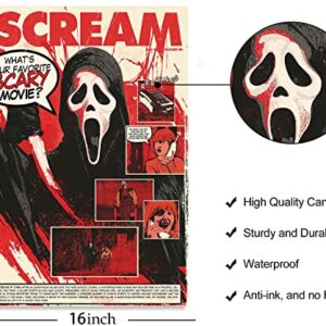 Scream Poster Horror Movie Posters Canvas Poster Wall Art Prints Painting for Living Room Decoration Gift 16" x 24" Unframed