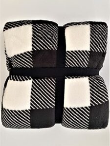 berkshire blanket lustersoft velvetloft throw black and white plaid