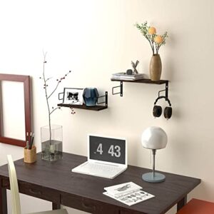 Eifiwot Floating Shelves Wall Mounted Set of 2, Wall Shelf Storage for Office, Bathroom, Living Room, Bedroom, Kitchen, Dark Carbonized Black Shelves for Wall Decor