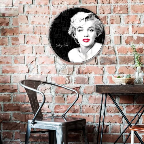 Desperate Enterprises Marilyn Monroe Round Aluminum Sign with Embossed Edge - Nostalgic Vintage Metal Wall Decor - Made in USA