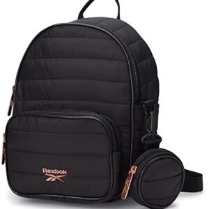 Reebok Women's Backpack - Artemis Quilted Shoulder Purse - Travel Gym Bag for Kids, Teens, and Adults, Size One Size, Black