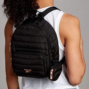 Reebok Women's Backpack - Artemis Quilted Shoulder Purse - Travel Gym Bag for Kids, Teens, and Adults, Size One Size, Black