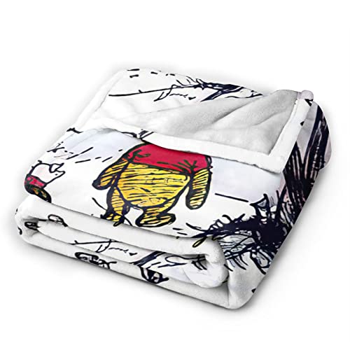 Jvolxui Cute Cartoon Bear Blanket Super Soft Flannel Blanket Luxury Warm Plush Bedding for Sofa Living Room Bedroom, Black2, S 50''x40''