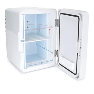 ROHKUS LED Lighted Mini Fridge with Mirror Door Refrigerator, White