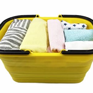 SAMMART 12L (3.17Gallon) Collapsible Tub with Handle - Portable Outdoor Picnic Basket/Crater - Foldable Shopping Bag - Space Saving Storage Container (Golden Yellow)