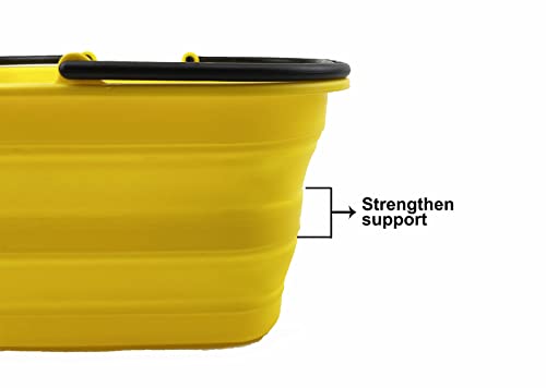 SAMMART 12L (3.17Gallon) Collapsible Tub with Handle - Portable Outdoor Picnic Basket/Crater - Foldable Shopping Bag - Space Saving Storage Container (Golden Yellow)