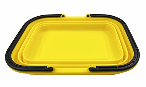 SAMMART 12L (3.17Gallon) Collapsible Tub with Handle - Portable Outdoor Picnic Basket/Crater - Foldable Shopping Bag - Space Saving Storage Container (Golden Yellow)