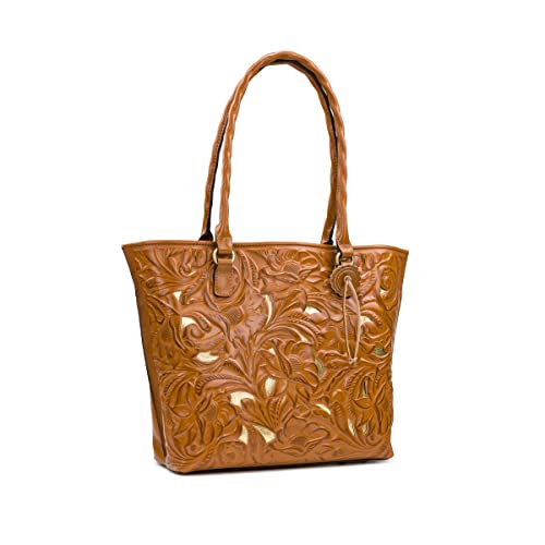 Patricia Nash, Adeline Tote, Burnished Cutout Tooled, Brown