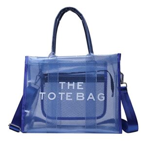 clear tote bag for women – small pvc transparent the tote bag see through shoulder crossbody bag handbag blue