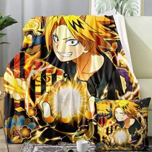 2pcs japanese anime throw blanket with pillow cover,lightweight ultra soft flannel blanket warm cozy blanket bed blanket for couch,office,picnic,camping