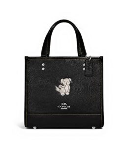 coach women’s dempsey tote 22 (sv/black multi with happy dog print)