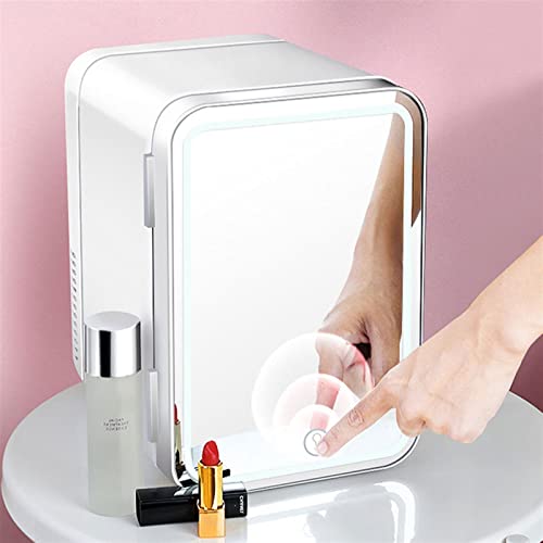 YAARN Small Fridge for Bedroom Beauty Refrigerator Skin Care Cosmetics Facial Mask Refrigerator Household with Mirror LED Mini 8L Dormitory Mini Refrigerator