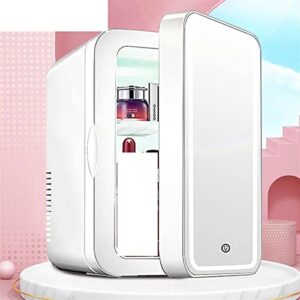 YAARN Small Fridge for Bedroom Beauty Refrigerator Skin Care Cosmetics Facial Mask Refrigerator Household with Mirror LED Mini 8L Dormitory Mini Refrigerator