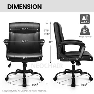 neo chair Ergonomic Office Chair Desk Chair Mid Back Executive PU Leather Adjustable Computer Desk Gaming Chair Comfortable Padded Arm Lumbar Support Rolling Swivel with Wheels (Jet Black)