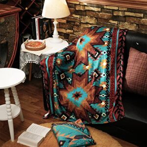 2 pcs aztec blankets aztec throw blankets southwestern navajo tribal warm blanket native american decor for camping travel gift bedroom living rooms couch bed chair decor, 39 x 47 inch