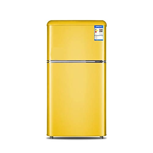 YAARN Small Fridge for Bedroom Color Small Refrigerator, Small Home Office Red Refrigerator, Two-Door Refrigerator (Color : Yellow)