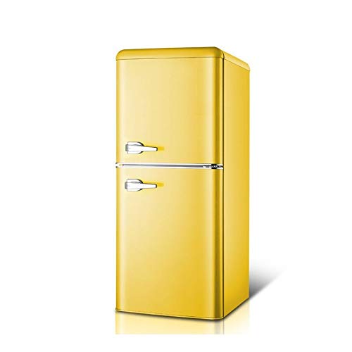 YAARN Small Fridge for Bedroom Color Small Refrigerator, Small Home Office Red Refrigerator, Two-Door Refrigerator (Color : Yellow)