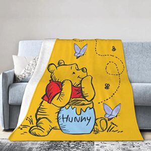 jvolxui cute cartoon bear blanket super soft flannel blanket luxury warm plush bedding for sofa living room bedroom, black1, s 50”x40”