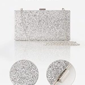 Coucoland Evening Rhinestone Clutch Jewelry - Wedding Bridal Bridesmaid Handbags Purses Silver Accessories for Women Statement Necklace Earrings Bracelets Set Formal Women's Sets