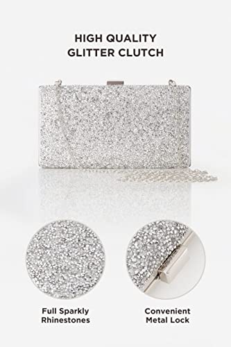 Coucoland Evening Rhinestone Clutch Jewelry - Wedding Bridal Bridesmaid Handbags Purses Silver Accessories for Women Statement Necklace Earrings Bracelets Set Formal Women's Sets