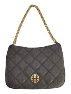 tory burch 136484 willa volcanic brown stone with gold hardware women’s shoulder bag