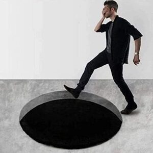 illusion rug, 3d carpet bottomless hole optical illusion area rug, black stereo vision carpet (black, round 23.62 * 23.62 in)-80x80cm