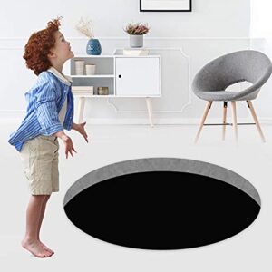 Illusion Rug, 3D Carpet Bottomless Hole Optical Illusion Area Rug, Black Stereo Vision Carpet (Black, Round 23.62 * 23.62 in)-80x80cm