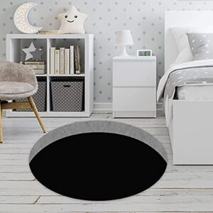 Illusion Rug, 3D Carpet Bottomless Hole Optical Illusion Area Rug, Black Stereo Vision Carpet (Black, Round 23.62 * 23.62 in)-80x80cm