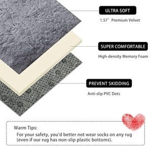 Vocrite Super Soft Fluffy Rug for Bedroom, 4'x6' Grey Shag Shaggy Area Rugs, Non-Slip Plush Furry Throw Carpet, Modern Cozy Rectangle Rug for Bedroom Classroom Nursery Dorm Living Room, Gray