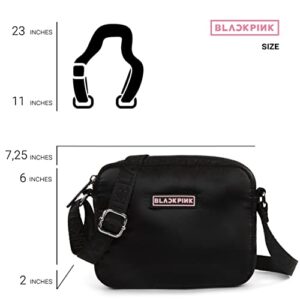 Bugatti BLACKPINK Quartz Collection Camera Crossbody Bag for Women, Girls, and Teens, Officially Licensed Lightweight Nylon (BLACK)