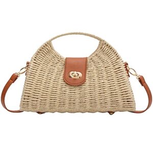 ediwer women’s straw beach bag beach tote purse rattan crossbody bag daily top handle satchel handbag shoulder bag for summer