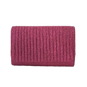 Fashion Culture Gilda Glitter Fabric Flap Clutch Evening Bag, Fuschia Pink