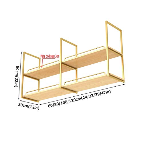 Nordic Iron Solid Wood Ceiling Shelf, 2 Tier Ceiling Mounted Storage Shelf, Bar Restaurant Hanging Decorative Flower Stand