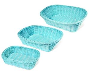 colorbasket 545183 hand woven waterproof rectangular, blue, 3pc set (51401-204)