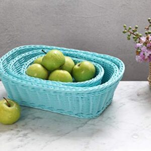 Colorbasket 545183 Hand Woven Waterproof Rectangular, Blue, 3pc Set (51401-204)