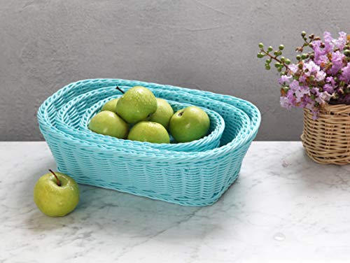 Colorbasket 545183 Hand Woven Waterproof Rectangular, Blue, 3pc Set (51401-204)