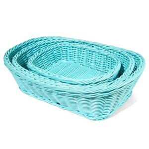 Colorbasket 545183 Hand Woven Waterproof Rectangular, Blue, 3pc Set (51401-204)