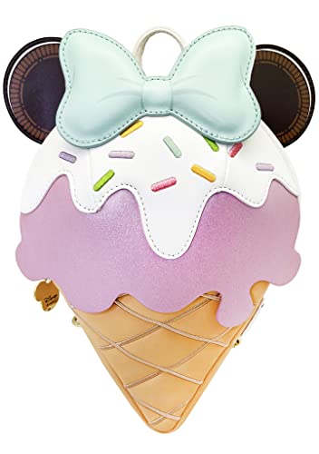 Loungefly X LASR Exclusive Disney Frosted Minnie Ice Cream Convertible Mini Backpack - Fashion Cosplay Disneybound Cute Backpacks