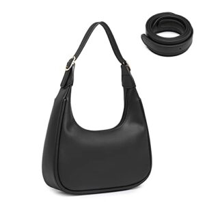 wulitown shoulder bags for women,cute hobo tote handbag mini clutch purse,crossbody bag with zipper closure (black)