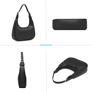 WuliTown Shoulder Bags for Women,Cute Hobo Tote Handbag Mini Clutch Purse,Crossbody bag with Zipper Closure (Black)