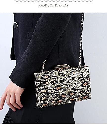 AYKDAS Purses & Totes, Evening Clutches & Crossbody Bags Women's Evening Bag, Leopard Print Style Messenger Party Wedding Bag (Color : Black)