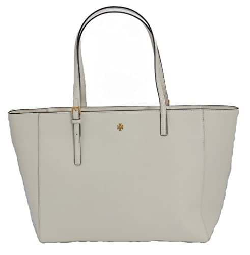 Tory Burch 134836 Emerson New Ivory White With Gold Hardware Women's Large Tote Bag