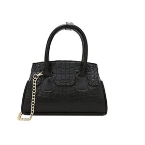 iamuhi faux leather crocodile evening clutch purse,women small top handle tote handbag vintage cross body shoulder bags,black