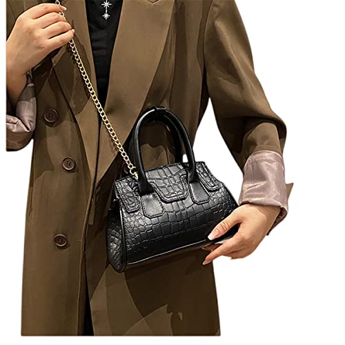 IAMUHI Faux Leather Crocodile Evening Clutch Purse,Women Small Top Handle Tote Handbag Vintage Cross Body Shoulder Bags,Black